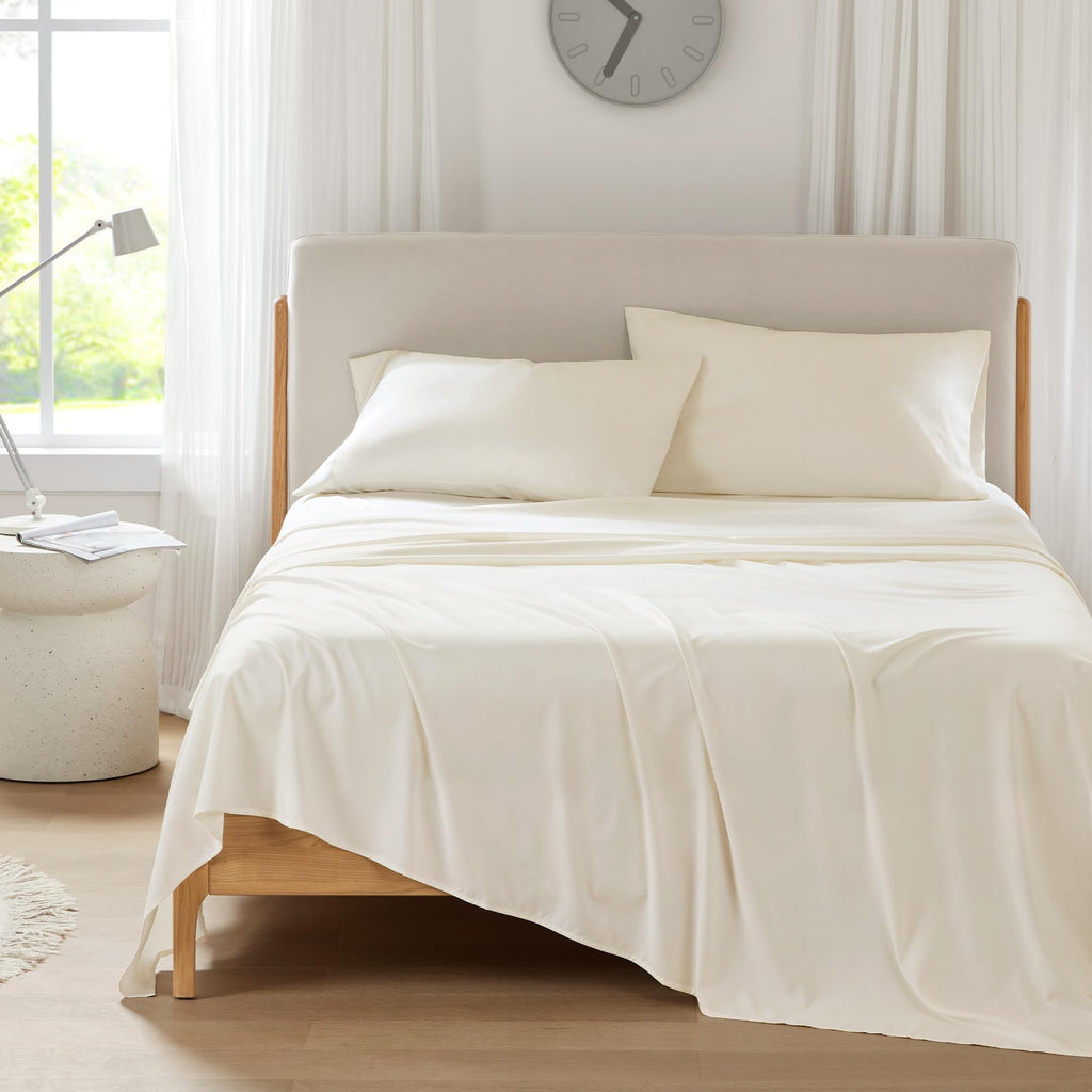 Comfort Spaces Cooling Sheets, Moisture Wicking Coolmax Sheets, Soft, Colorfast Sheet Set, Cooling Bed Sheets For Hot Sleepers, Elastic Deep Pocket Fits Up To 16' Mattress, Twin Cream 3 Piece