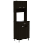 Helis 60 Kitchen Pantry 66,5" H with Microwave Shelf, Two Storage Cabinets, Black