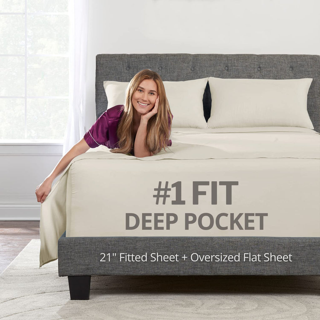 Extra Deep Pocket Twin Bed-Sheets - 3-Piece Includes: 18   -21    Inch Super Extra Deep Pocket Fitted Sheet - Oversize Flat Shee