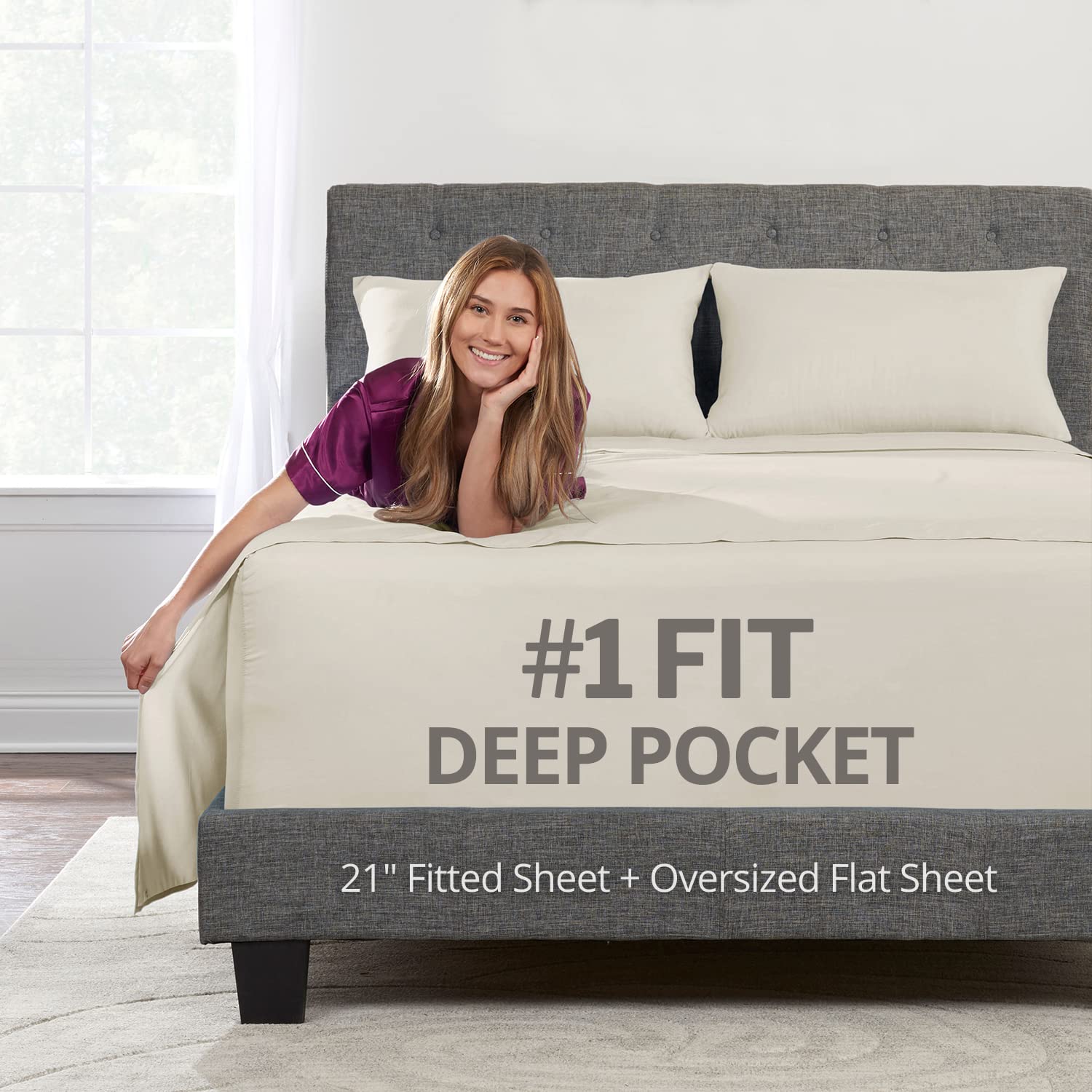 Extra Deep Pocket Twin Bed-Sheets - 3-Piece Includes: 18   -21    Inch Super Extra Deep Pocket Fitted Sheet - Oversize Flat Shee