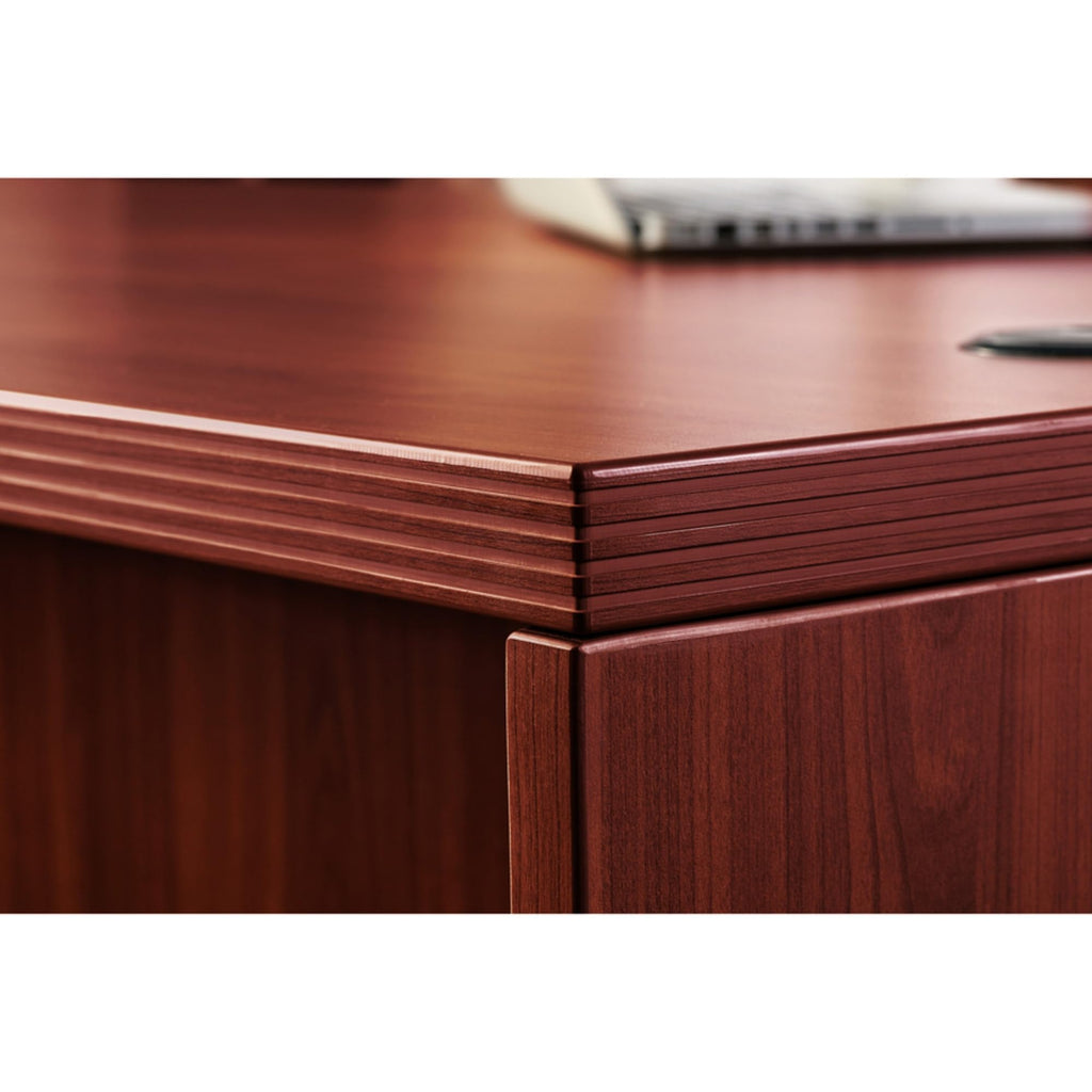 Lorell Chateau Series Mahogany Laminate Desking, 66.1 x 23.6 x 30