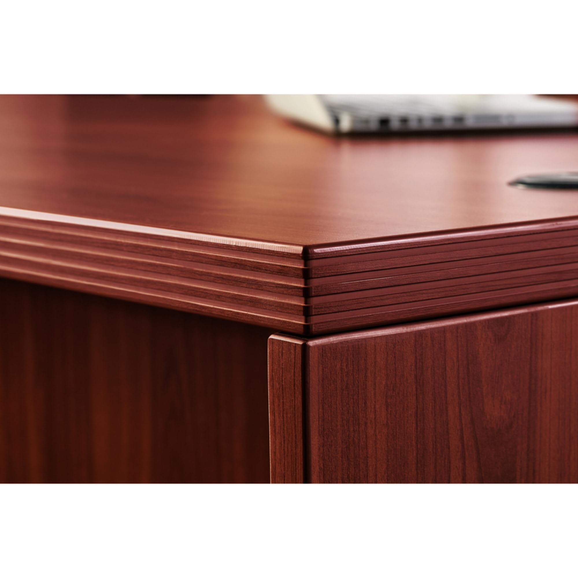 Lorell Chateau Series Mahogany Laminate Desking, 66.1 x 23.6 x 30