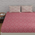 Huesland By Ahmedabad Cotton 144 Tc Cotton Elastic Fitted Bedsheets King Size With 2 Pillow Covers | 72 X 78 Inches | Peach Pink