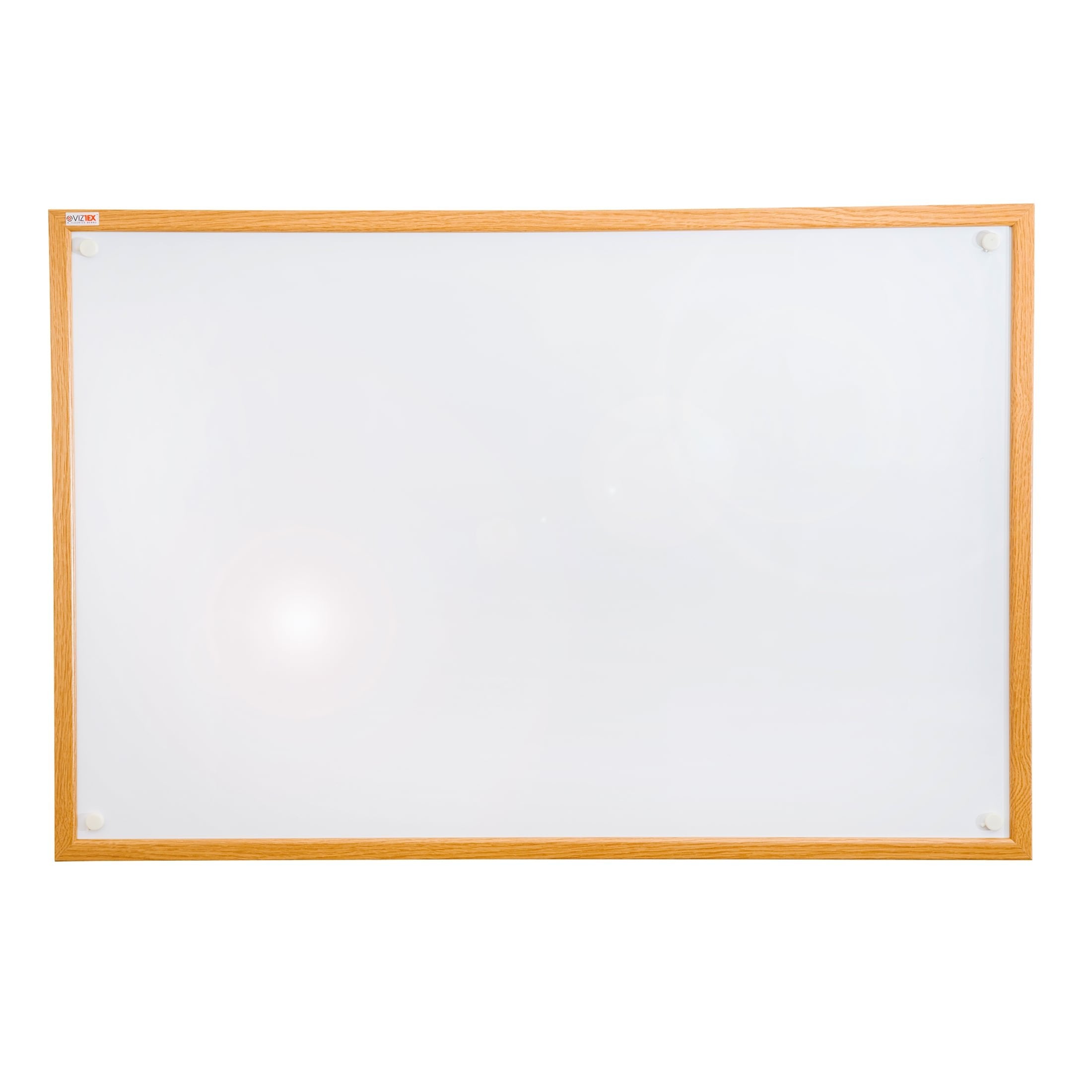 Viztex Magnetic Dry Erase Board in Lacquered Steel with An Oak Border - 36 x 24