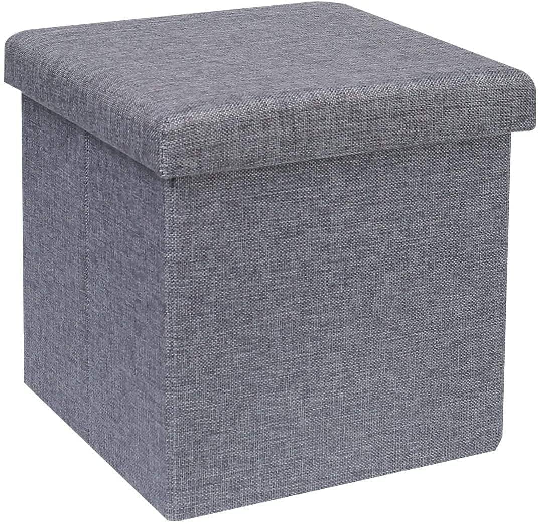 Folding Storage Ottoman Cube Footrest Bench 30X30X30Cm Grey