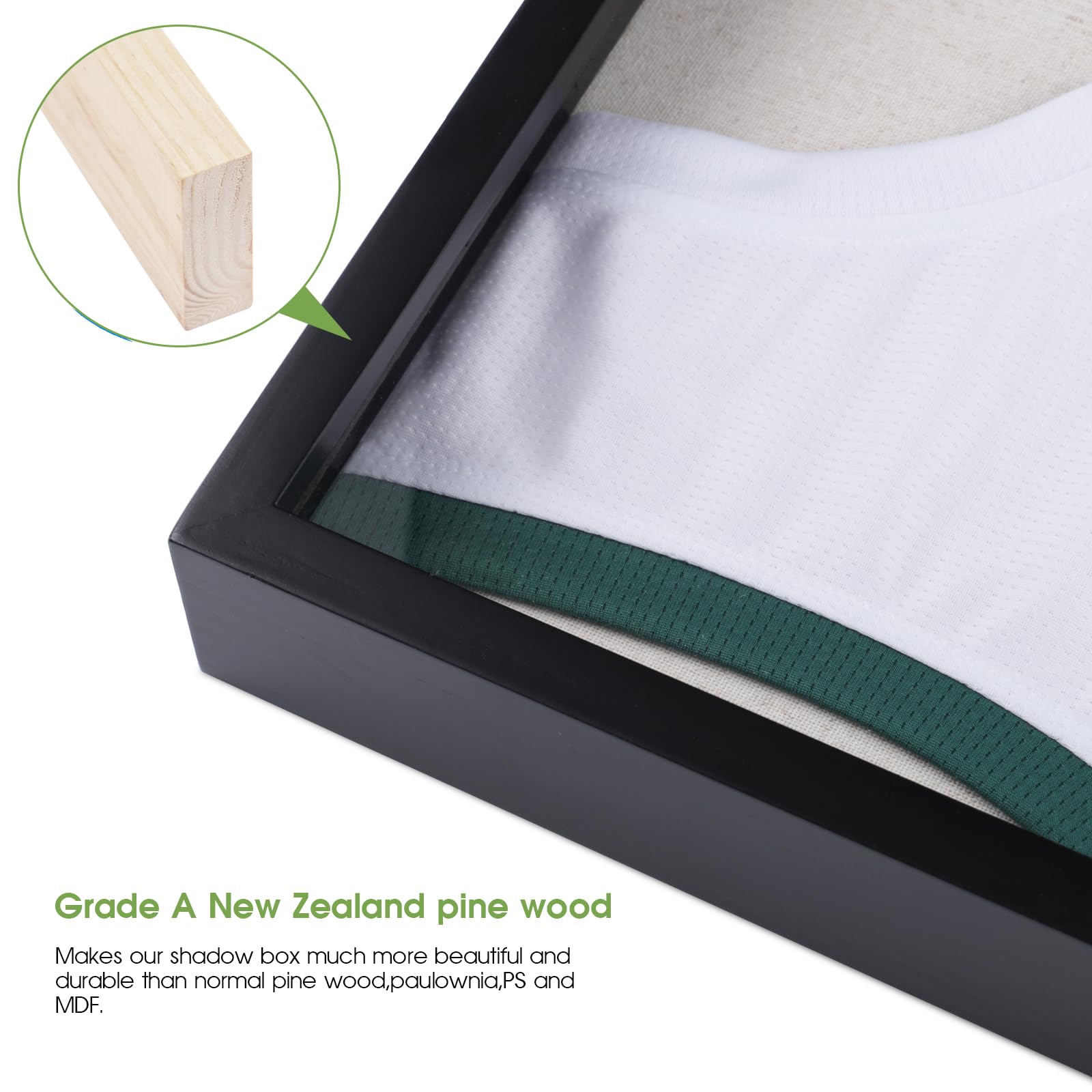 1Dot2 Shadow Box 20X30 Large Jersey Frame Display Case, Shadowbox Frames With Grade A Natural Pine Wood Acrylic For Football Bas