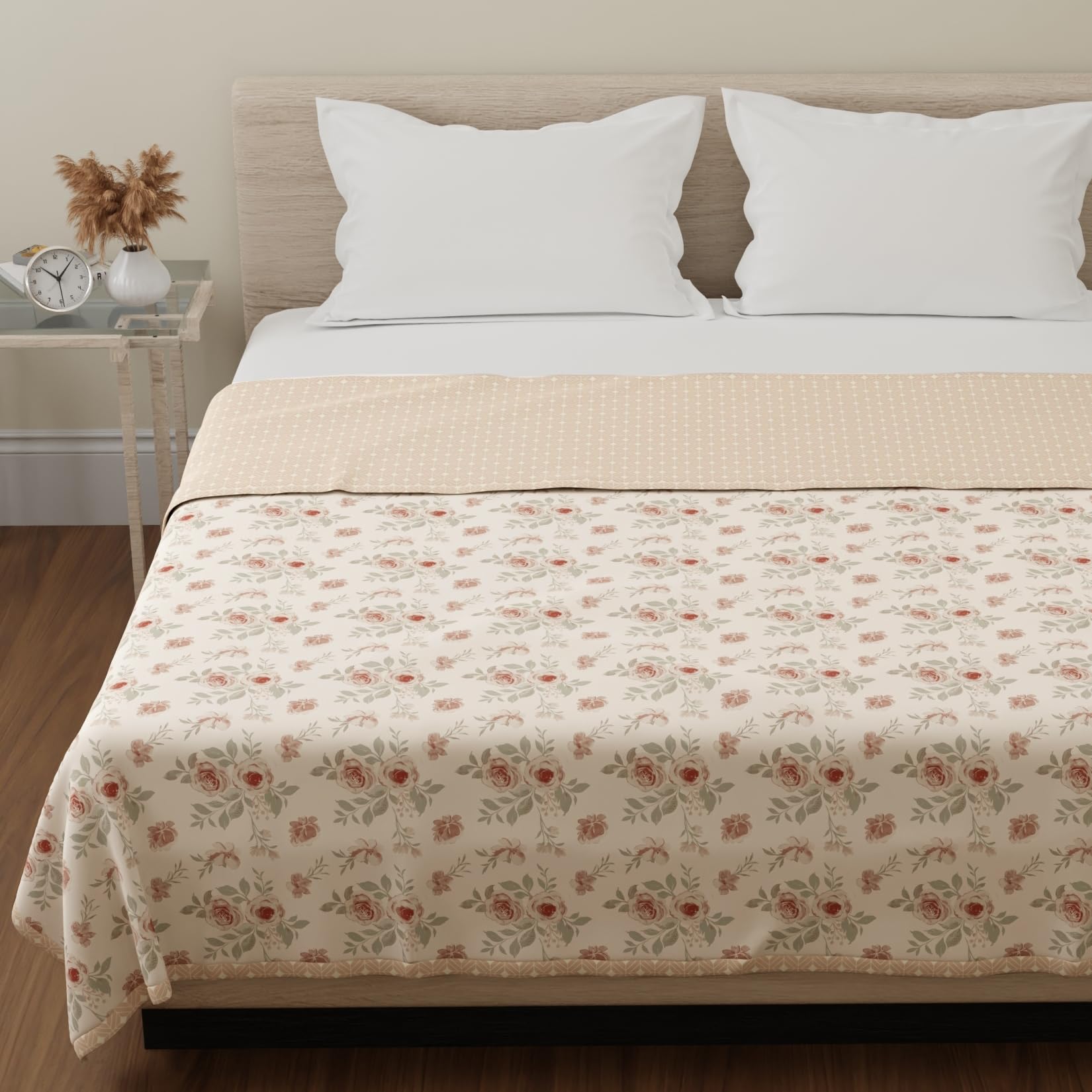 Huesland 100% Cotton Reversible Dohar Single Bed Cotton | Soft Cambric Weave, All Weather Light Ac Blanket | 56 X 89 Inches, Flo