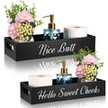 Acrylic Bathroom Tray for Counter Toilet Paper Basket 2 Side with Funny Saying Hello Sweet Cheeks Bathroom Box Black Toilet Tank