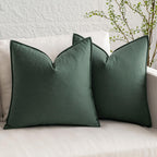 Miulee Pack Of 2 Dark Green Pillow Covers 24X24 Inch Decorative Couch Throw Pillow Covers Linen Cushion Covers Set Modern Farmhouse Home Decor For Sofa Living Room Bed