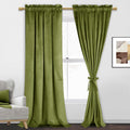 Jiuzhen Moss Green Velvet Curtains 108 Inches For Living Room Thermal Insulated Blackout Velvet Drapes Room Darkening Window Tre