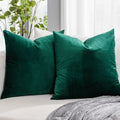 Quafoo Dark Green Christmas Couch Velvet Throw Pillow Covers 14X14 Inch Set Of 2 With Zipper Decorative Luxury Soft Solid Square