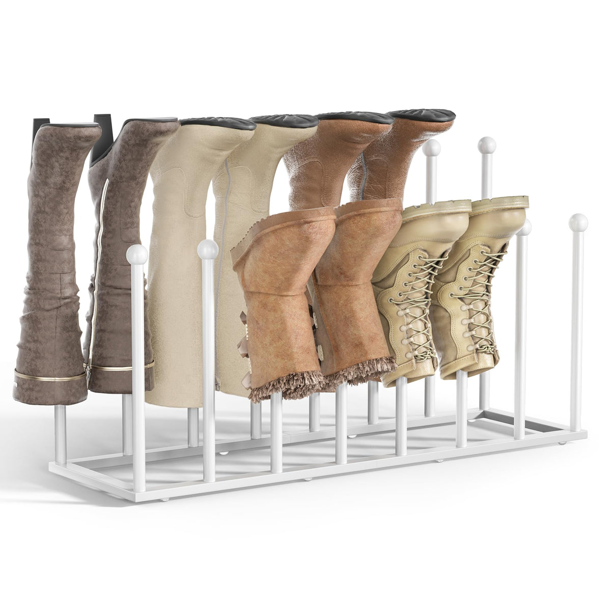 Freestanding Boot Rack, Shoe Storage Organizer Fit for 8 Pairs, White