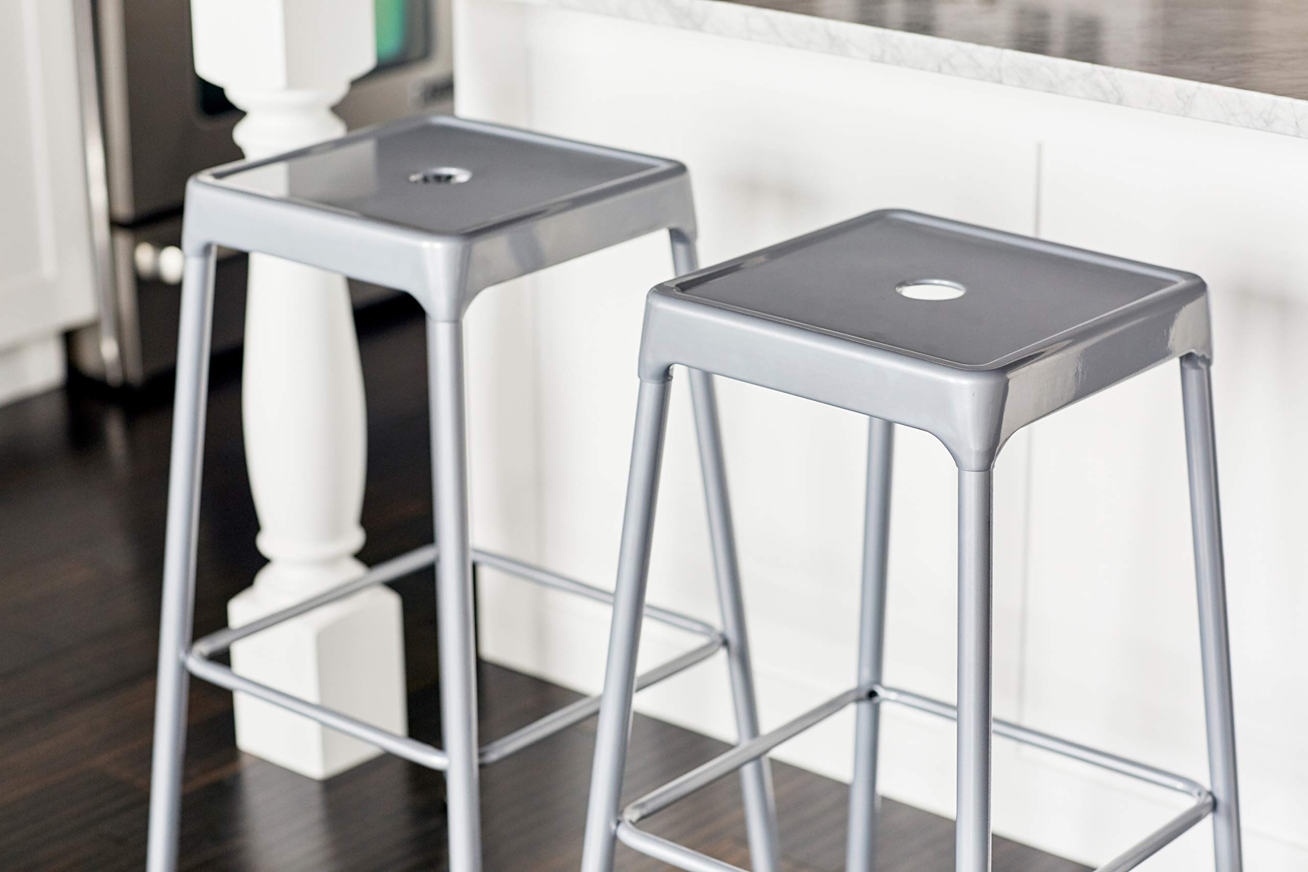 Safco Products 6605SL Steel Kitchen Stool, 25", Silver
