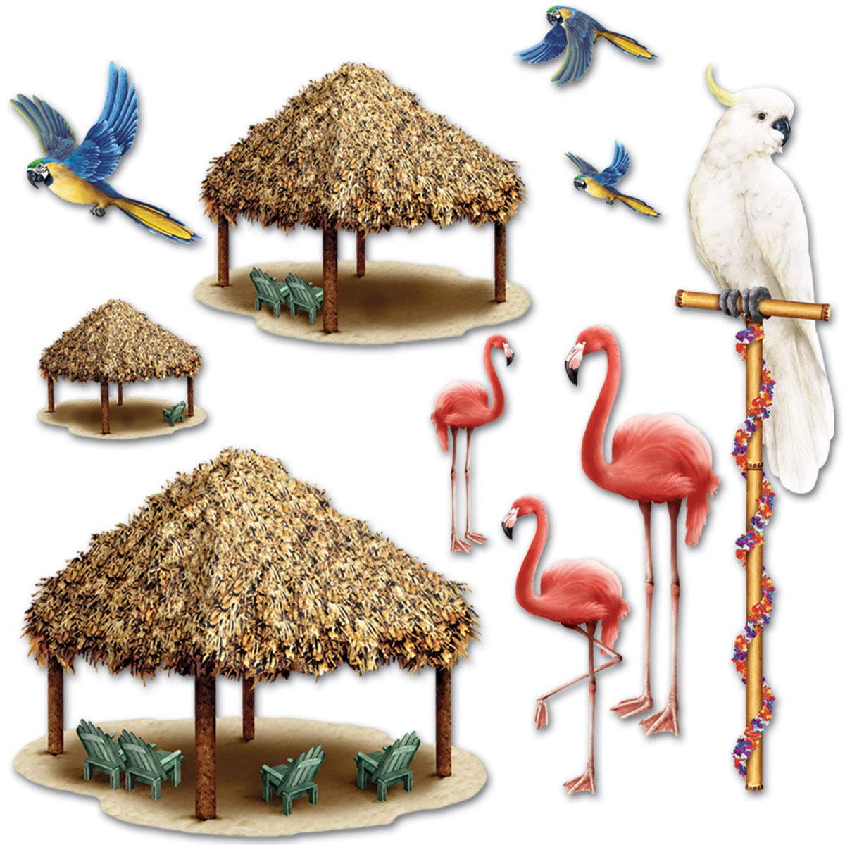 Beistle Tiki Hut & Tropical Bird Props