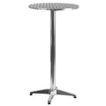 Flash Furniture 23.25" Round Aluminum Indoor/Outdoor Bar Height Table With Flip-Up Top, Heavy-Duty Aluminum Flip-Up Top Cocktail Table, Silver