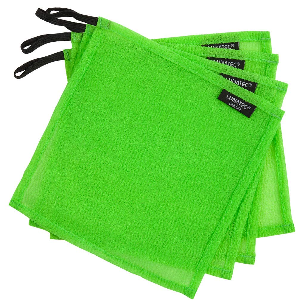 Lunatec Odor-Free Kitchen Dishcloths. A Scrubber and scouring pad for All Surfaces. (4-Pack)