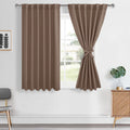 Hiasan Short Mocha Curtains 54 inch Long, Light Blocking Thermal Insulated Rod Pocket & Back Tab Blackout Drapes Sewn with Tieba