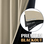Jinchan 100% Blackout Curtain 90 Inch Length, Faux Linen Curtain For Living Room, Thermal Insulated Room Darkening Grommet Top Window Drape, 1 Panel Curtain For Bedroom Cuban Sand