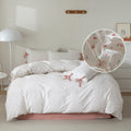 Floral Print Duvet Cover Full Boho Aesthetic Bedding Duvet Cover Cotton Comforter Cover Girl Pink Flower Duvet Cover With 2 Bowk