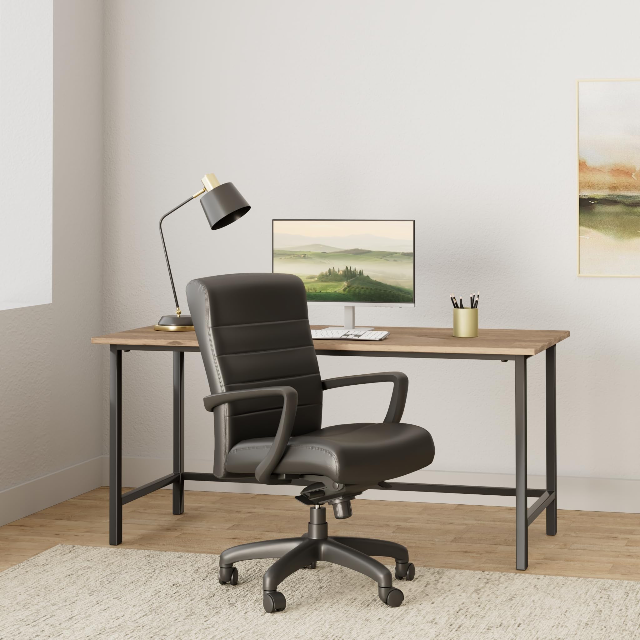 Eurotech Seating Manchester Mid Back Leather Chair, Black