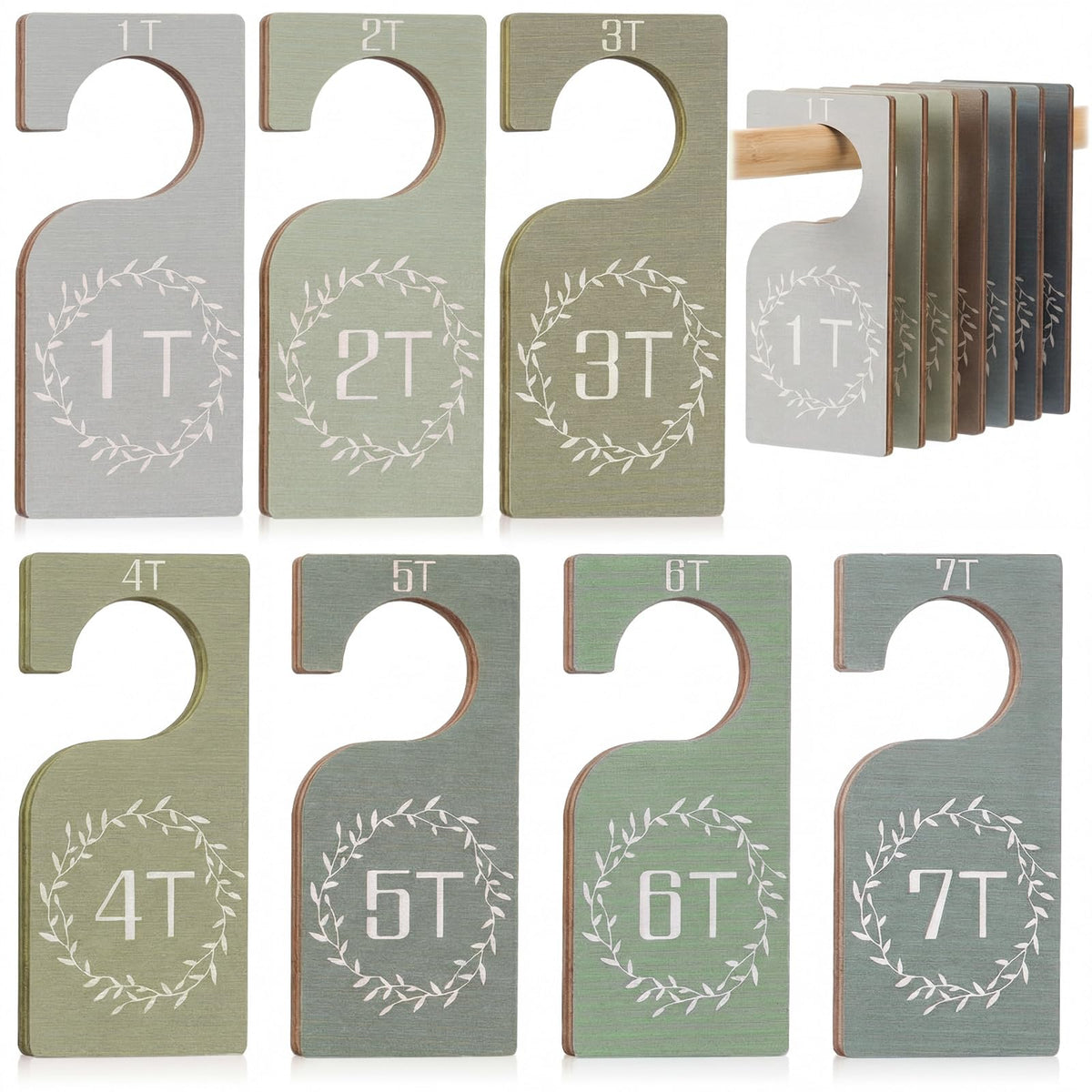 Patelai 7 Pcs Wooden Baby Closet Dividers for Clothes Organizer 1T to 7T Hanger Closet Dividers Nursery Organization for Home Ba