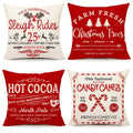 Farmhouse Christmas Pillow Covers 16X16 Set Of 4 Winter Holiday Decorations Xmas Red White Rustic Throw Cushion Case For Sofa Co