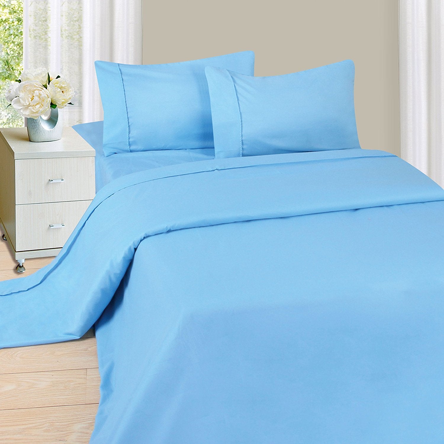 Bedford Home Series 1200 3 Piece Twin Blue Sheet & Pillowcase Sets