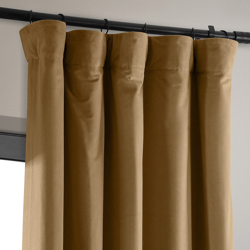 Hpd Half Price Drapes Signature Velvet Thermal Blackout Curtains For Living Room 108 Inch Long (1 Panel) Rod Pocket Insulated Blackout Curtains For Bedroom Window Curtains, 50W X 108L, Amber Gold