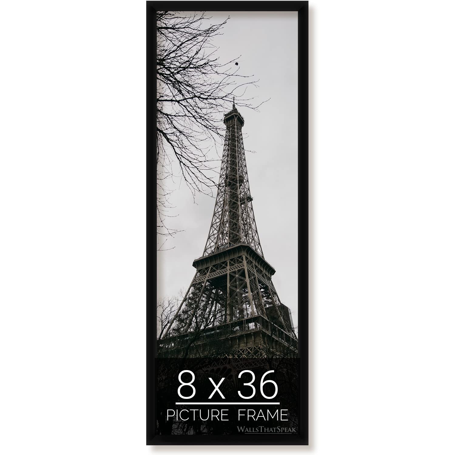 wallsthatspeak 8x36 Black Picture Frame for Puzzles Posters Photos or Artwork