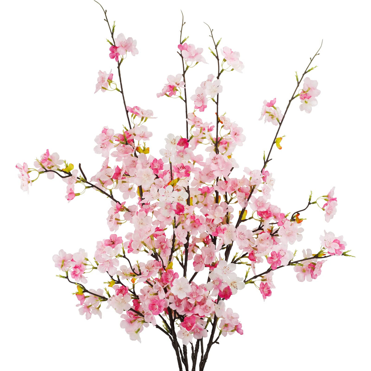 obbsie 4Pcs Artificial Cherry Blossom Flower Branches, 39.4' Fake Silk Pink Cherry Blossom Tree Stems Faux Cherry Flowers Vase 