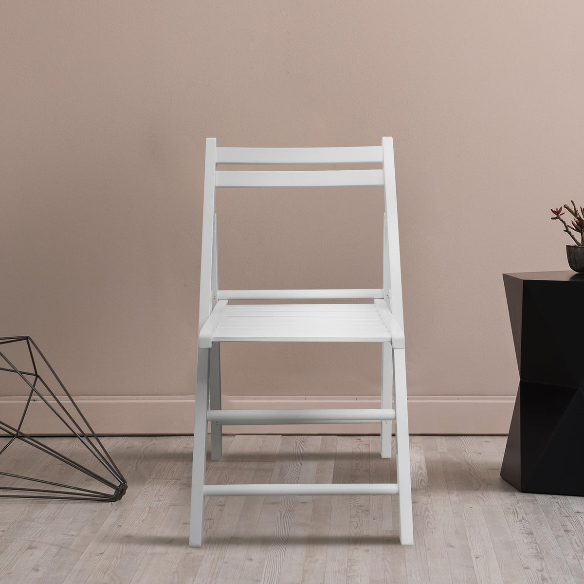 Casual Home Wooden Folding Chairs 2-Pcs Set - White