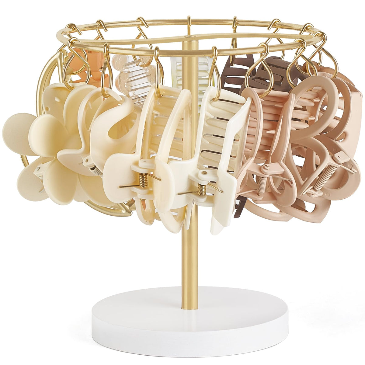 Dahey Claw Clip Organizer 16 Metal Hooks Display Holder Hair Clip, Gold