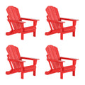 Westintrends Outdoor Adirondack Chairs Set Of 4, Plastic Fire Pit Chair, Weather Resistant Folding Patio Lawn Chair For Outside Deck Garden Backyardf Balcony, Red
