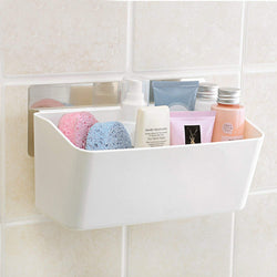BLEQYS ABS Plastic Self Adhesive Shelves Bathroom Cosmetic Organizer, Kitchen Accessories Shelf Rack (White, Standard Size)