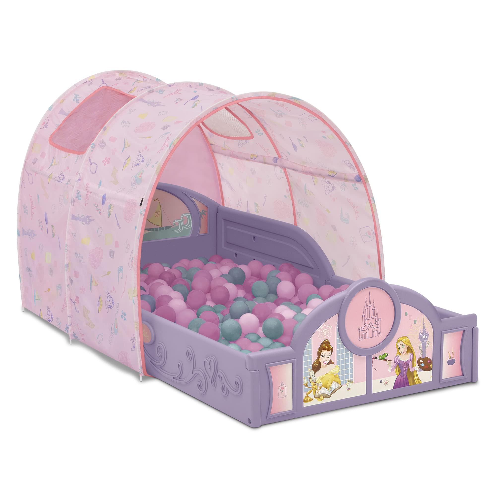 Delta Children Disney Princess Sleep and Play Toddler Bed with Tent, Purple/Pink, BB81485PS-1038