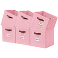 DECOMOMO Storage Bins, Cube Storage Bin with Labels, Fabric Storage Cubes for Shelves (10.5 x 11 / 6pcs, Pink)