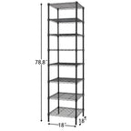 Finnhomy Heavy Duty 8 Tier Wire Shelving, 18X18X78.8 Inches 8 Shelves Storage Rack With Thicken Steel Tube, Pantry Shelves For Storage, Adjustable Metal Shelving Unit, Nsf Certified, Black