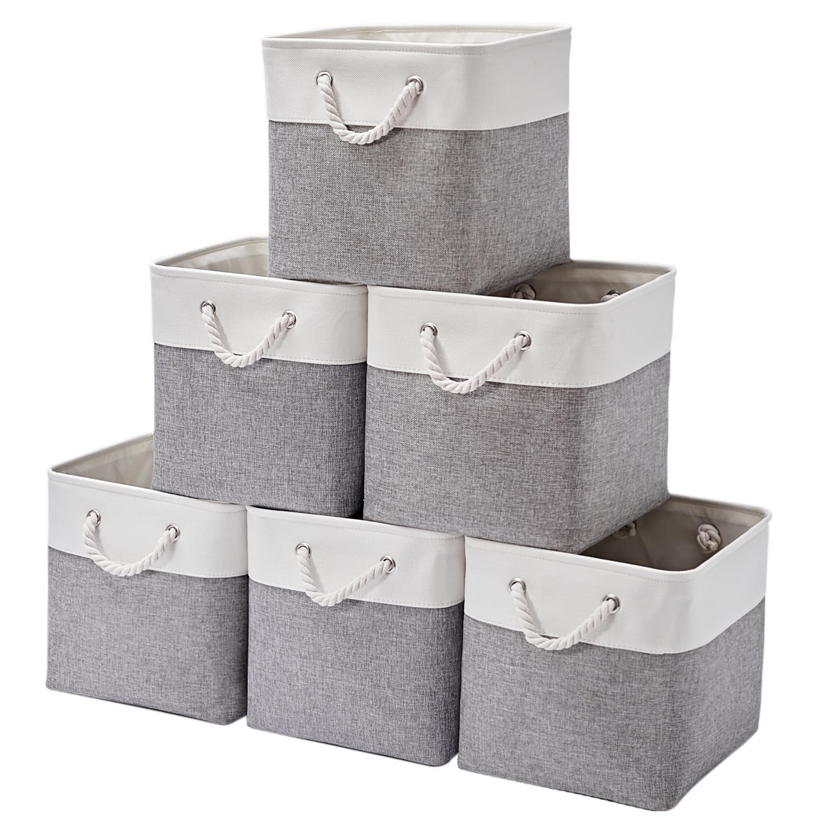ISEMINGLA 13 x 13 Inch Storage Cubes,6 Pack Cube Storage Bins for Shelves,Fabric Collapsible Storage Bins with Handles, Foldable
