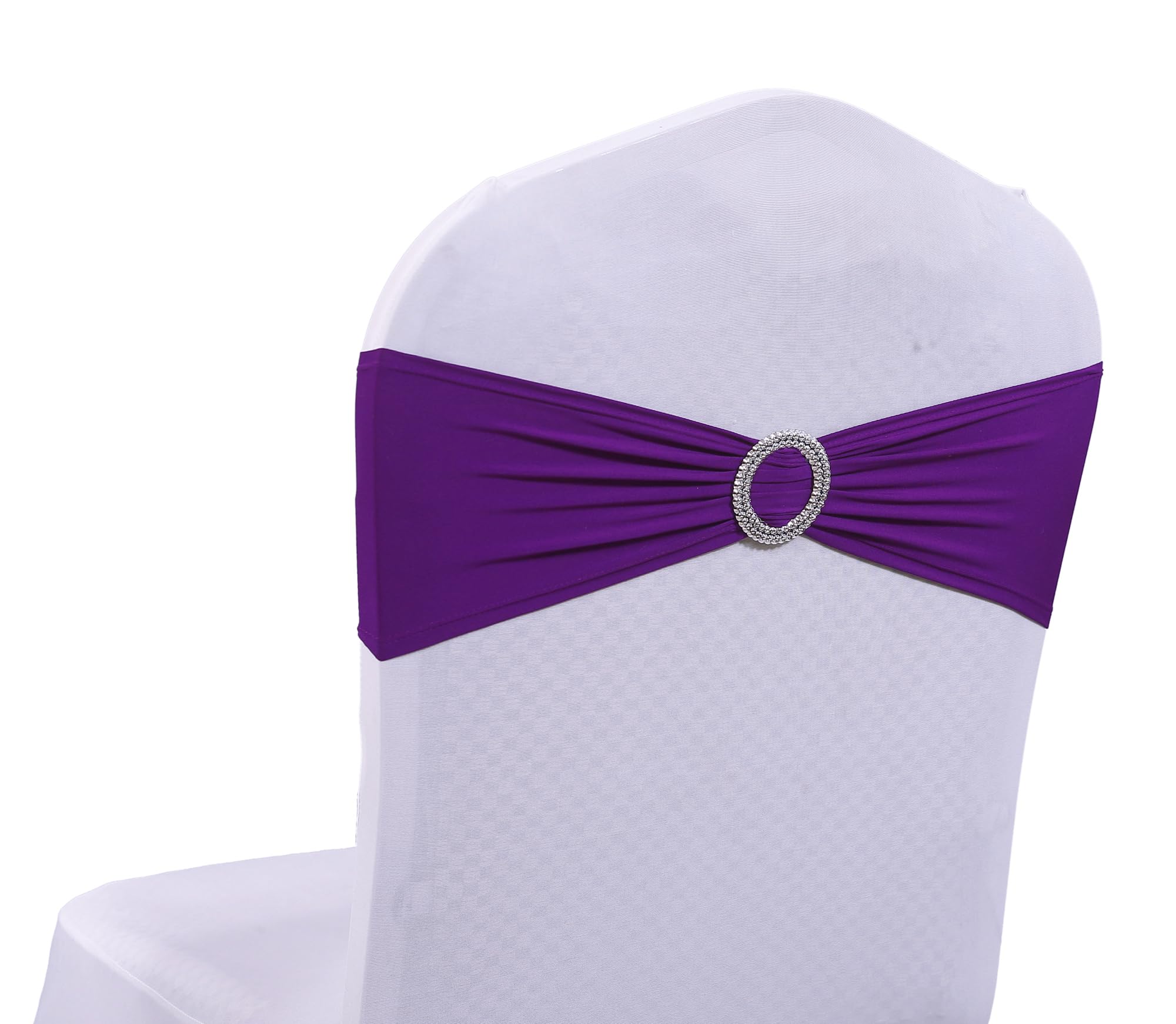 Mds Pack Of 10 Spandex Chair Sashes Bow Sash Premium Stretch Chair Cover Band With Buckle Slider Elastic Chair Ties For Wedding