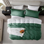 Nestl Dark Green Duvet Cover Queen Size - Soft Prewashed Queen Duvet Cover Set, 3 Piece, With Zipper Closure, 1 Duvet Cover 90X90 Inches And 2 Pillow Shams - No Comforter