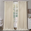 Bgment Cream Beige Velvet Curtains 108 Inch For Bedroom, Thick Thermal Insulated Room Darkening Curtains Noise Reduce Back Tab A