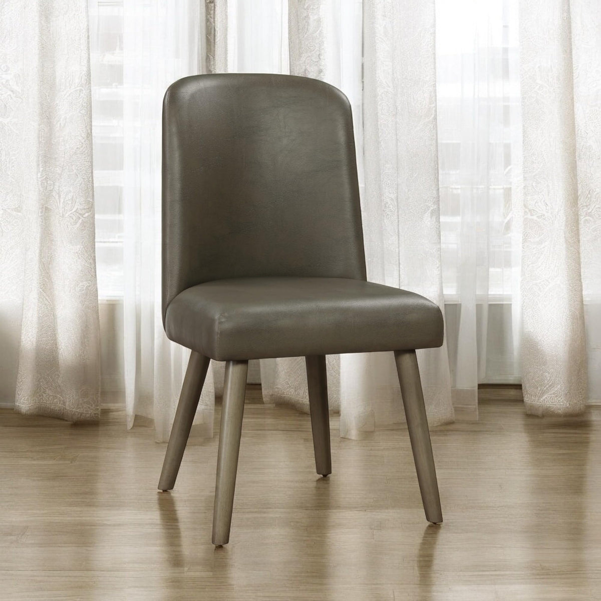Acme Waylon Faux Leather Upholstered Dining Side Chair in Gray Set of 2