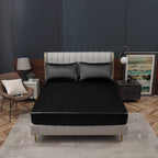 Homiest Black Satin Fitted Sheet Twin Xl Size Fitted Bed Sheet, Deep Pocket Fitted Sheet Only, Luxury & Ultra Soft Bedding Fitted Sheet Single Bottom Bed Sheets Sold Separately