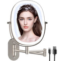 FUNTOUCH Wall Mounted Lighted Makeup Vanity Mirror, Double Sided 1X 10X Magnifying Bathroom Mirror, 3 Color Lighting Option Dimm