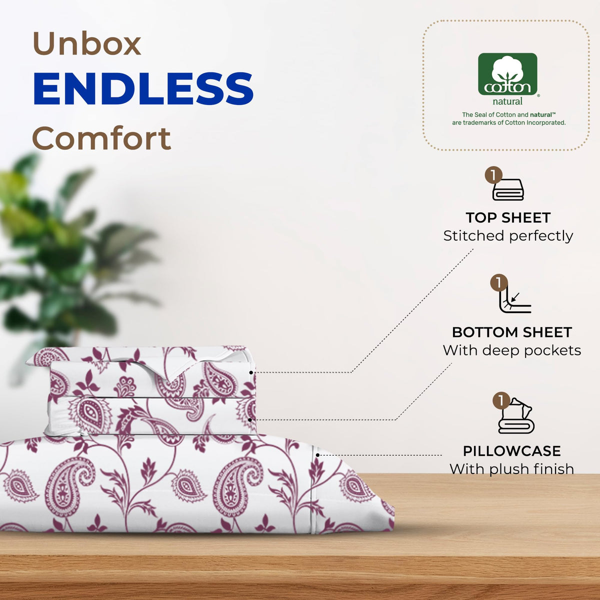 Thread Spread 100% Egyptian Cotton Printed Bed Sheets - 600 Thread Count 3 Pc Twin Sheet Set, Hotel Luxury Sateen Bedsheets, 16' Deep Pocket Soft Cooling Sheets For Twin Size Bed - Paisley