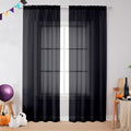 Ovzme 2 Panels Sheer Black Curtains 72 Inches Length Window Treatment For Kitchen, Elegant Airy Transparent Curtain Draperies Ro