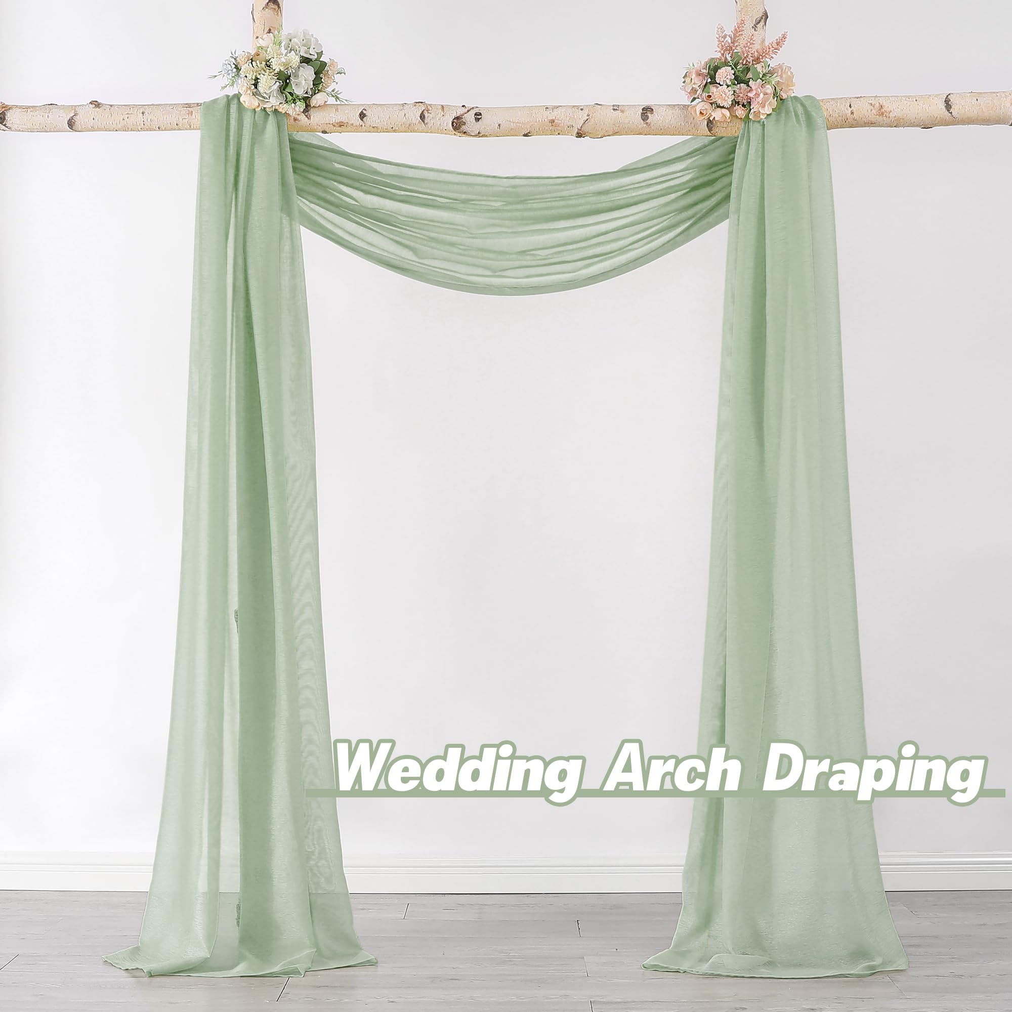 DONREN Semi Sheer Window Scarf Valance Polyester Sage 144 Inches