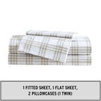 Eddie Bauer - Full Sheet Set, Cotton Percale Bedding Set, Super Soft And Cozy Home Decor, Oeko-Tex Certified (Basic Plaid Beige, Full)