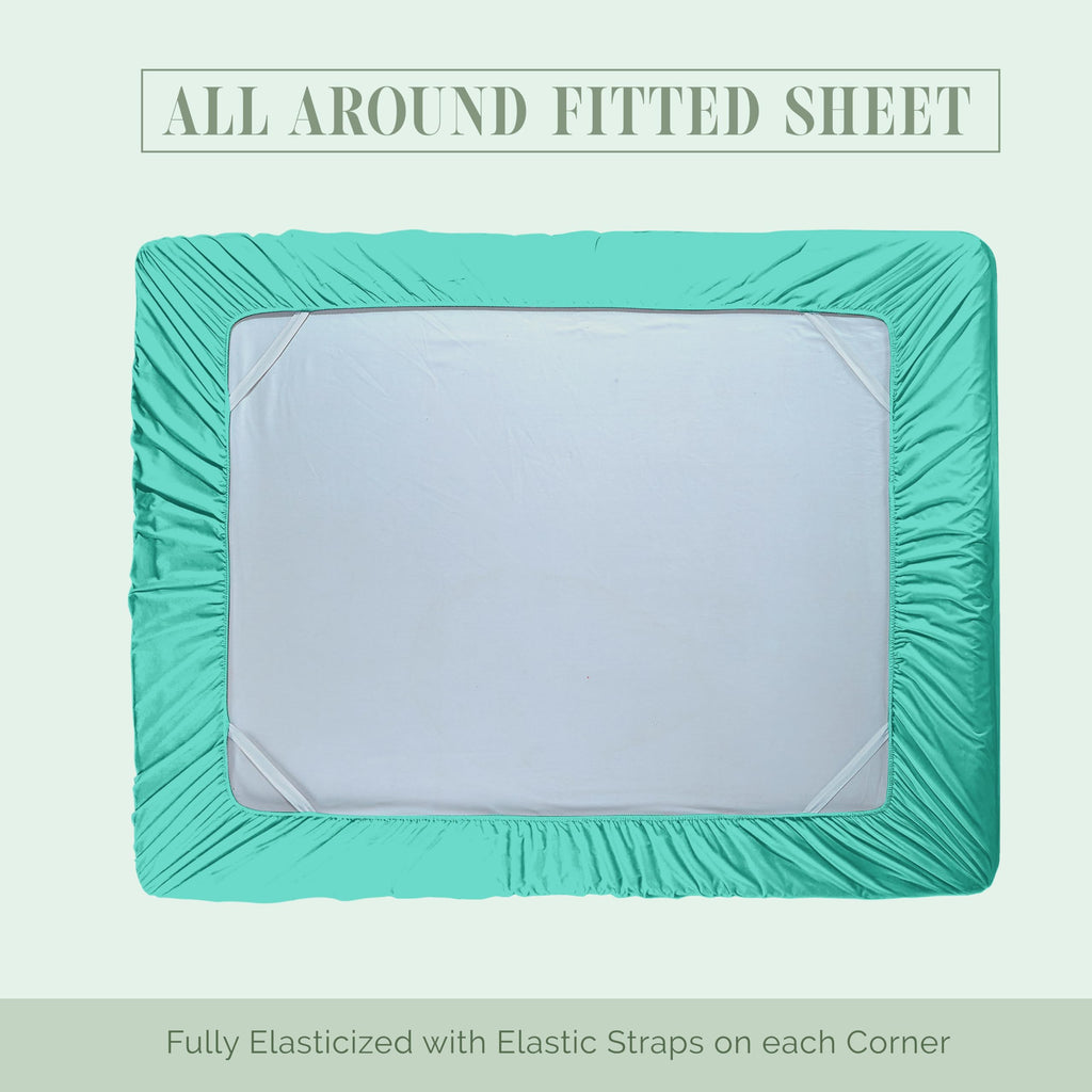 Elegant Comfort 1500 Premium Hotel Quality 18-24 Inches Deep - Extra Deep Pocket Single Fitted Sheet For High Mattress, Luxury And Softest, Smart Pocket - Wrinkle Free, King, Paradise Teal