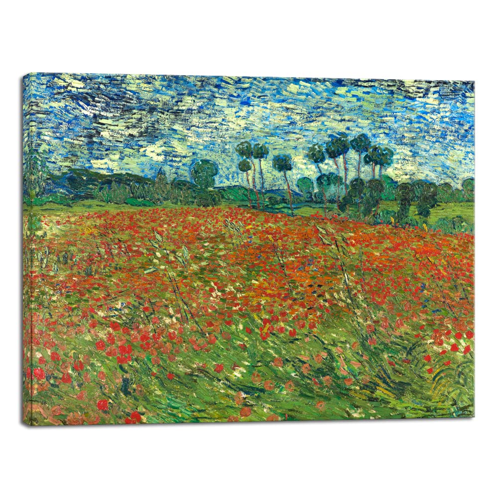 Wieco Art Poppy Field June 1890 Canvas Print of Vincent Van Gogh Wall Art Paintings Reproduction Field Pictures Artwork for Wall